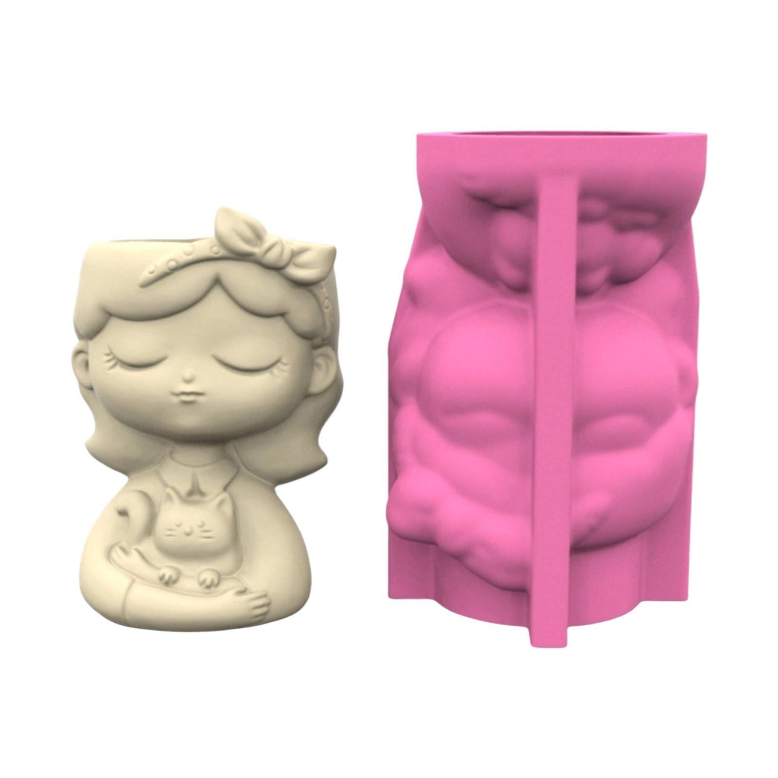 

Симпатичный горшок для девочки Силиконовая форма для смолы Цементные поделки Многоразовая DIY Дизайн цветочного горшка Форма для изготовления цветочного горшка 29