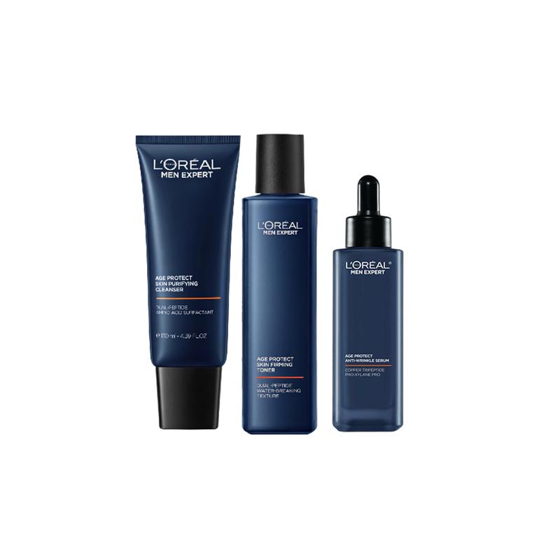 Loreal Paris Men s Youthful Men s Set Moisturizing and Youth Muscle Purifying Cleanser Mens Skin Care Set-Cleanser 130mlEssence 50mlToner 180ml