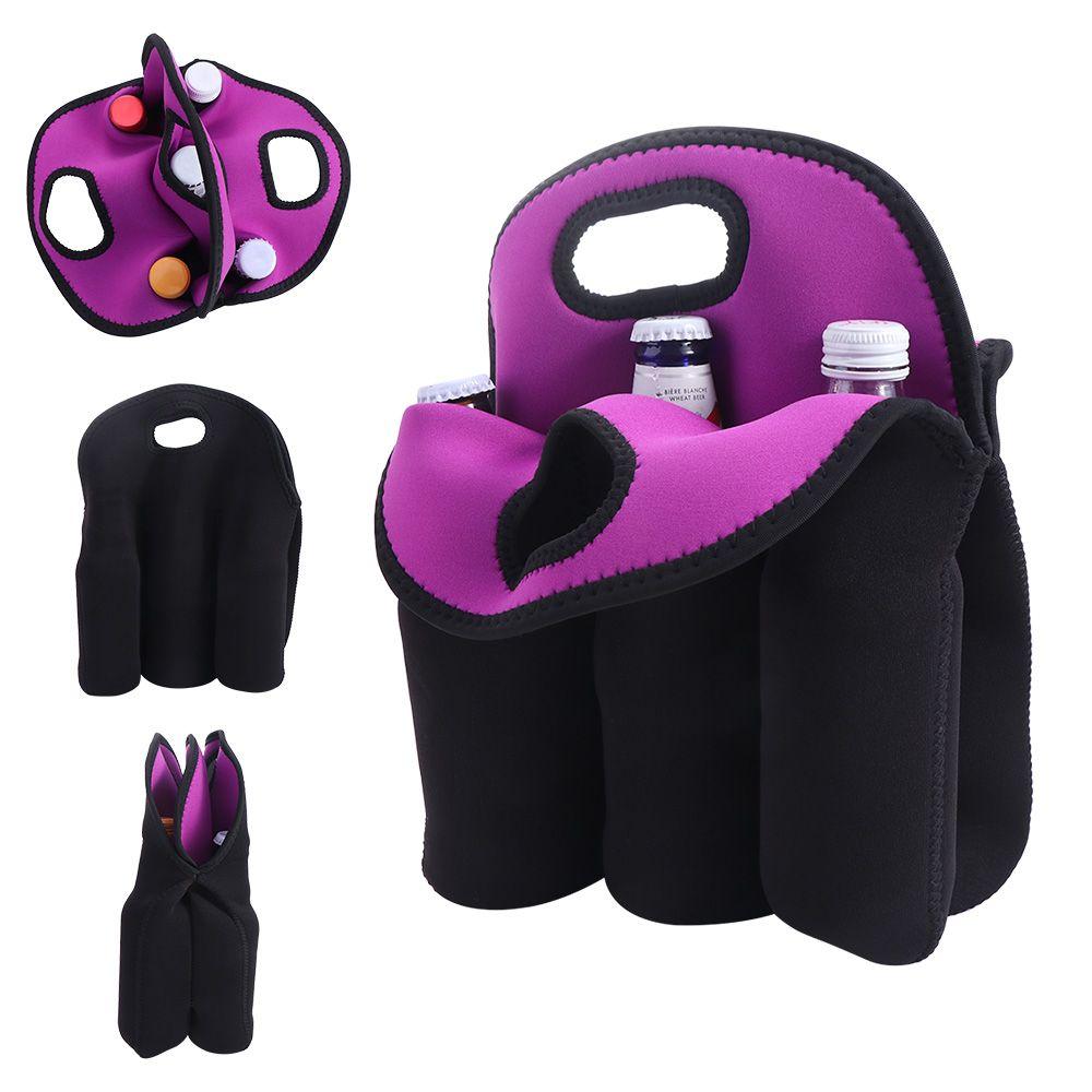 Mug Cover 6 Bottles Can Carrier Tote Neoprene Non-slip Beer Carrier Tote Bag Insulated with Handle Water Bottle Cover Travel