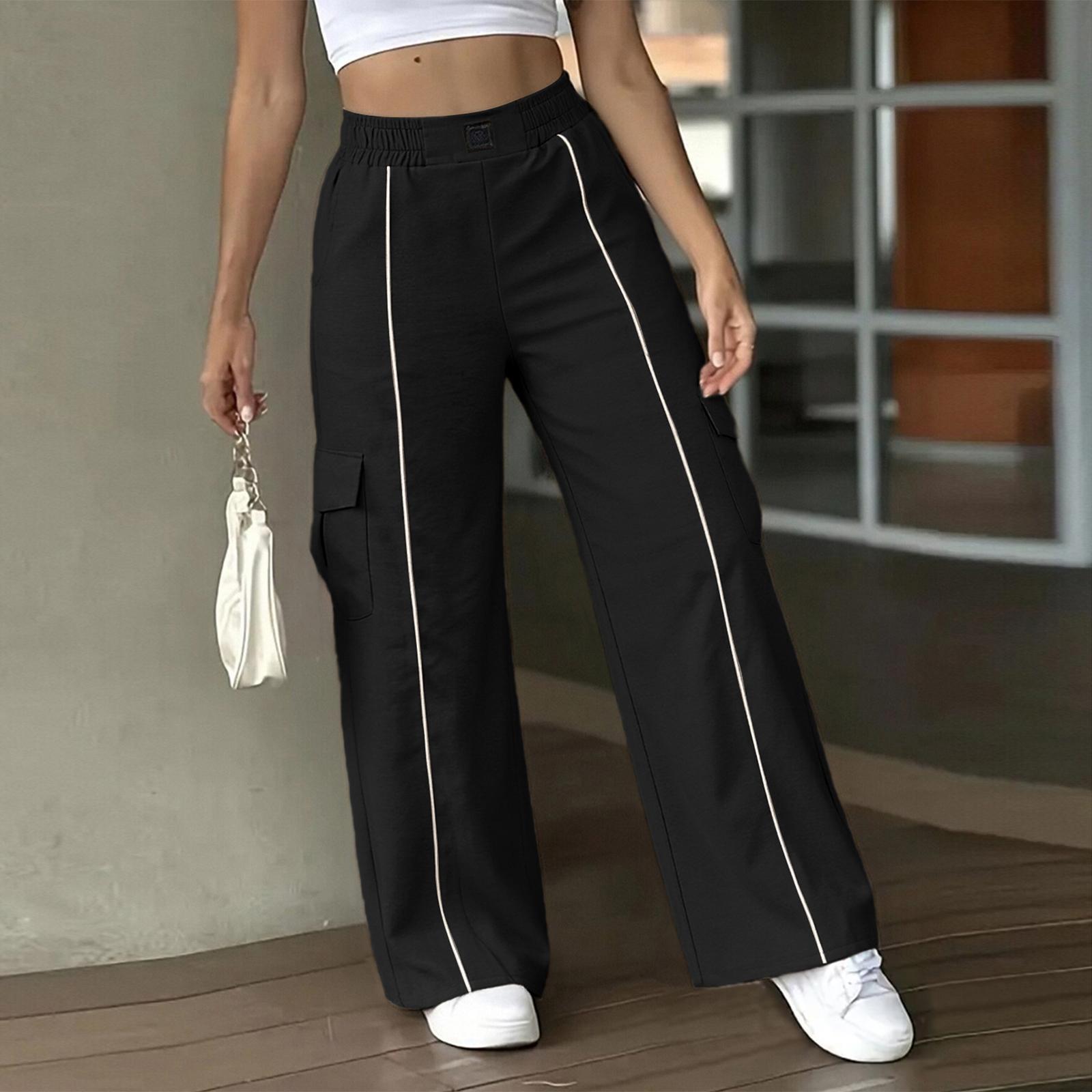 

Women s Fashion Color High Waist Straight Leg Pants Pocket Casual Pants L