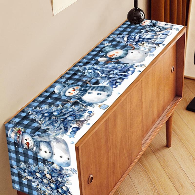 Christmas Table Runner Snowman Tablecloth Christmas Decorations for Home 2026 Navidad Noel Xmas Table Ornaments New Year 2026