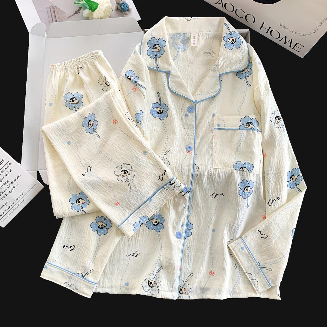 2026 Spring/Autumn Sweet Cloud Cotton Women s Long Sleeve Pajama Set XXL