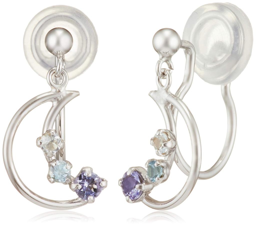 Bloom December Birthstone K10 White Gold Tanzanite Moon Earrings (0281-0744-0038-0000)