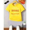European sizes Boy's "IF WE GET IN TROUBLE, IT's MY PAPA's FAULT BECAUSE I LISTEN to HIM" Simple and Stylish Colorful Letter Print Short