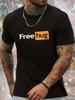 "Free Hug" Print T-Shirt 100% Cotton O-Neck Short Sleeve Summer Casual Mens T-shirt Streetwear - Men's Summer Cotton Graphic Tee