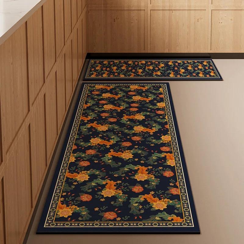 

Американский ретро-коврик для кухни, протирать, очищать, диатомитовый, водонепроницаемый, маслянистый, коврик для ног, украшение для дома, цветочный ковер для дома 45x75cm 45x120cm