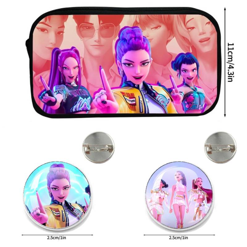 Dämonenjäger Federmäppchen Aufbewahrungstasche Cartoon Kpop D-Demon H Mädchen Federmäppchen Stifttaschen für Schüler Schreibtischzubehör