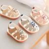 Summer Children's Light-Up Squeaky Sandals with Hook-and-Loop Closure, Soft-Soled Walking Shoes for Boys and Girls, Infant Toddler Closed-Toe Design.