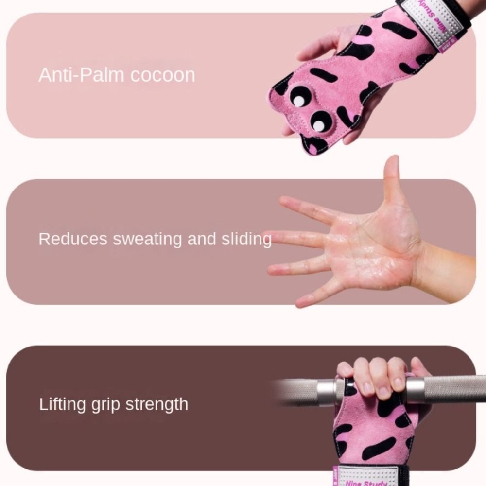 1 Pair Non-slip Cat Fitness Power Straps Big Eyes Deadlift Power Straps Kitty Wrist Straps Deadlift