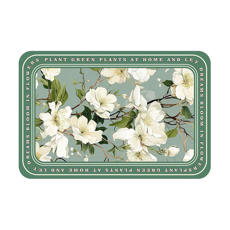 Floral PU Leather Placemat Waterproof Heat-Resistant Dining Table Mat Oil-Proof Decorative Table Pad for Home & Kitchen
