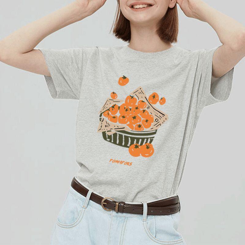 Light Gray Short Sleeve T-shirt for Women 2025 New Arrival Summer Loose Pure Cotton Easiest for Match Casual American Heavy Weight Half Sleeve Fashion