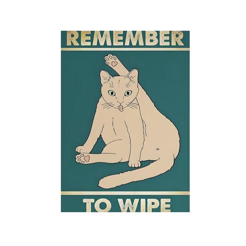 Funny Animal Wall Art Canvas Painting Fancy Sweet Cat Canvas Art Poster and Prints for Bathroom Living Room Home Decor Pictures