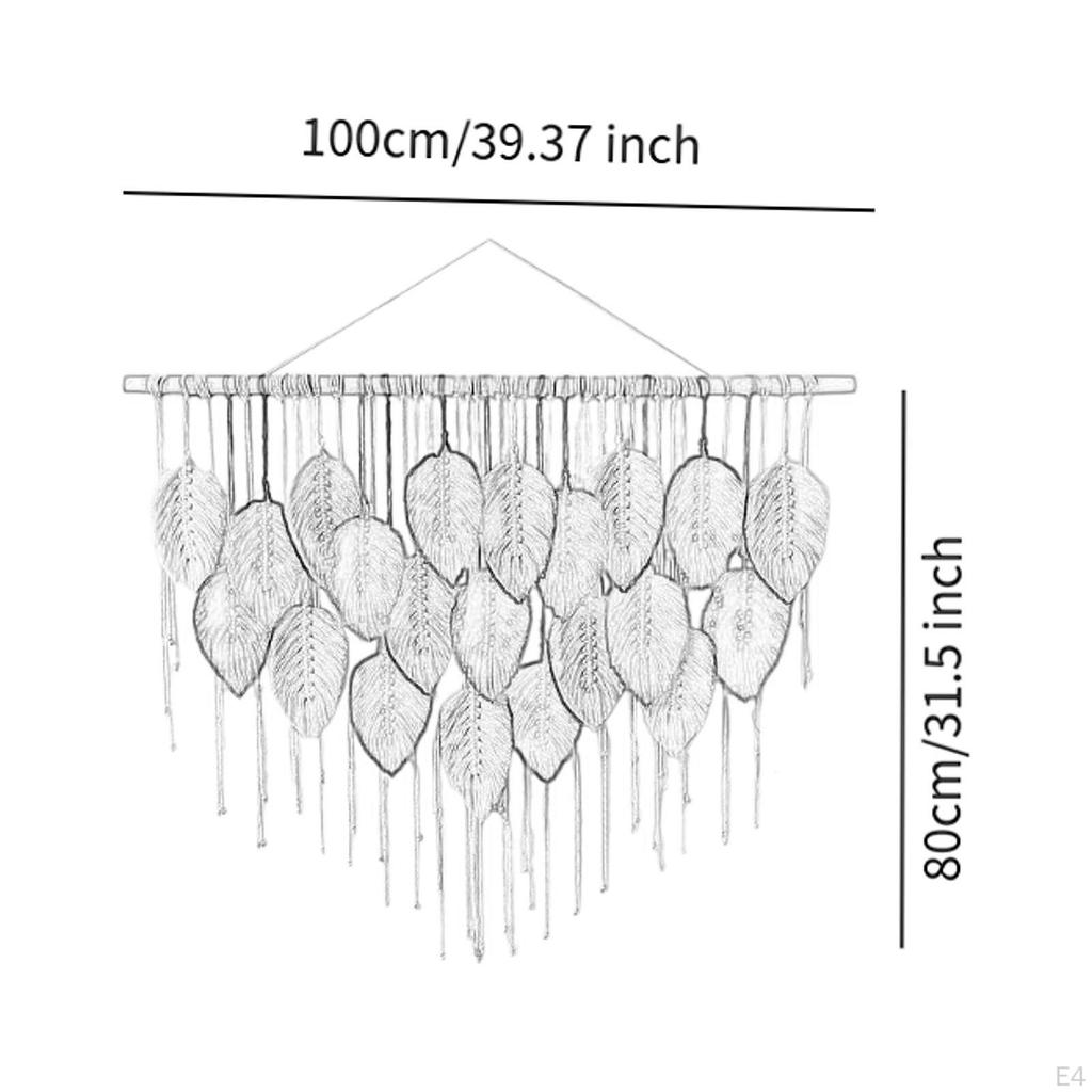 Macrame Wall Hanging Boho Leaves Tapestry, Chic, Ornament Woven Tapestry for Nursery