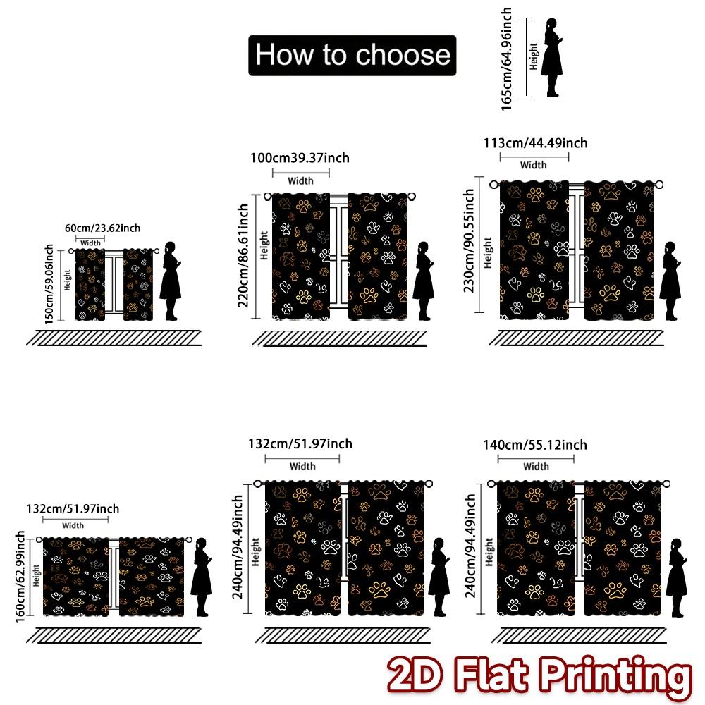 2D FLAT PRINTING 2pcs Curtains (Without Rod) Golden and White Pawprints Saint Patrick is Day Festival Minimalist Curtains