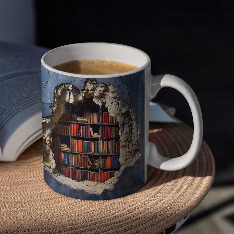 Bibliotheksregal Tasse, Coole Lesezeichen Keramik Kaffeetasse, Buchliebhaber Geschenk, Kreative Buchclub Tasse Kaffeetasse
