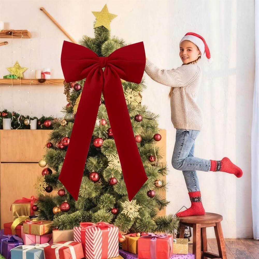 1 stuks Rode Kerststrikken Buiten Decoraties Grote Kerstboom Topper Strik voor Kerst Huis Voordeur Decor