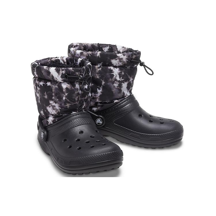 Crocs Classic Lined Neo Puff Tie Dye Boots 'Black White' 207328-001