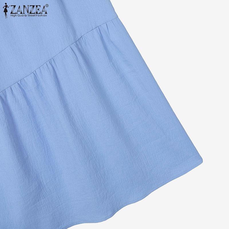 ZANZEA Women Short Sleeve Drawstring Blouse and Long Skirts Summer Two Piece Sets