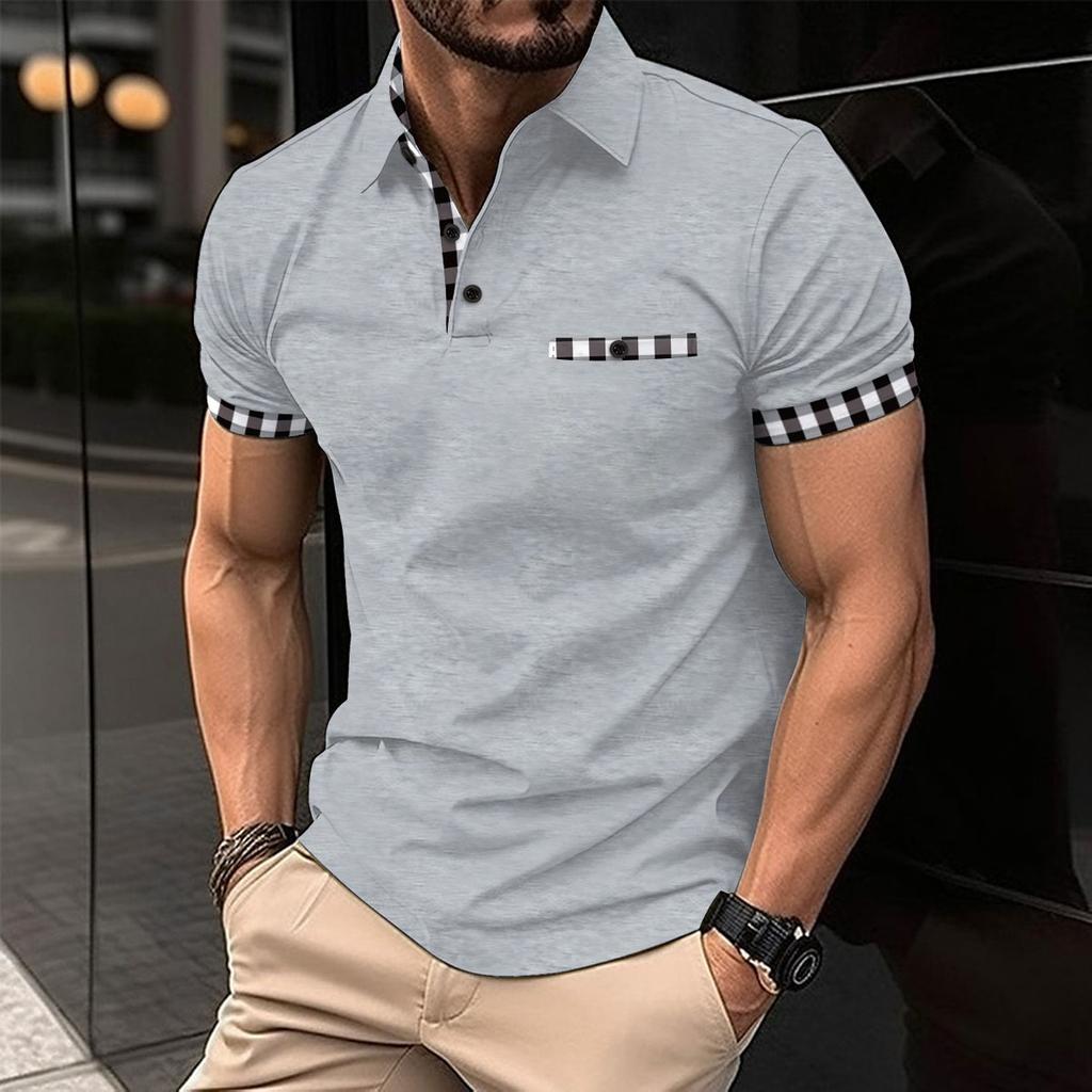 Men's summer checked polo shirt: a versatile, casual top with a pocket