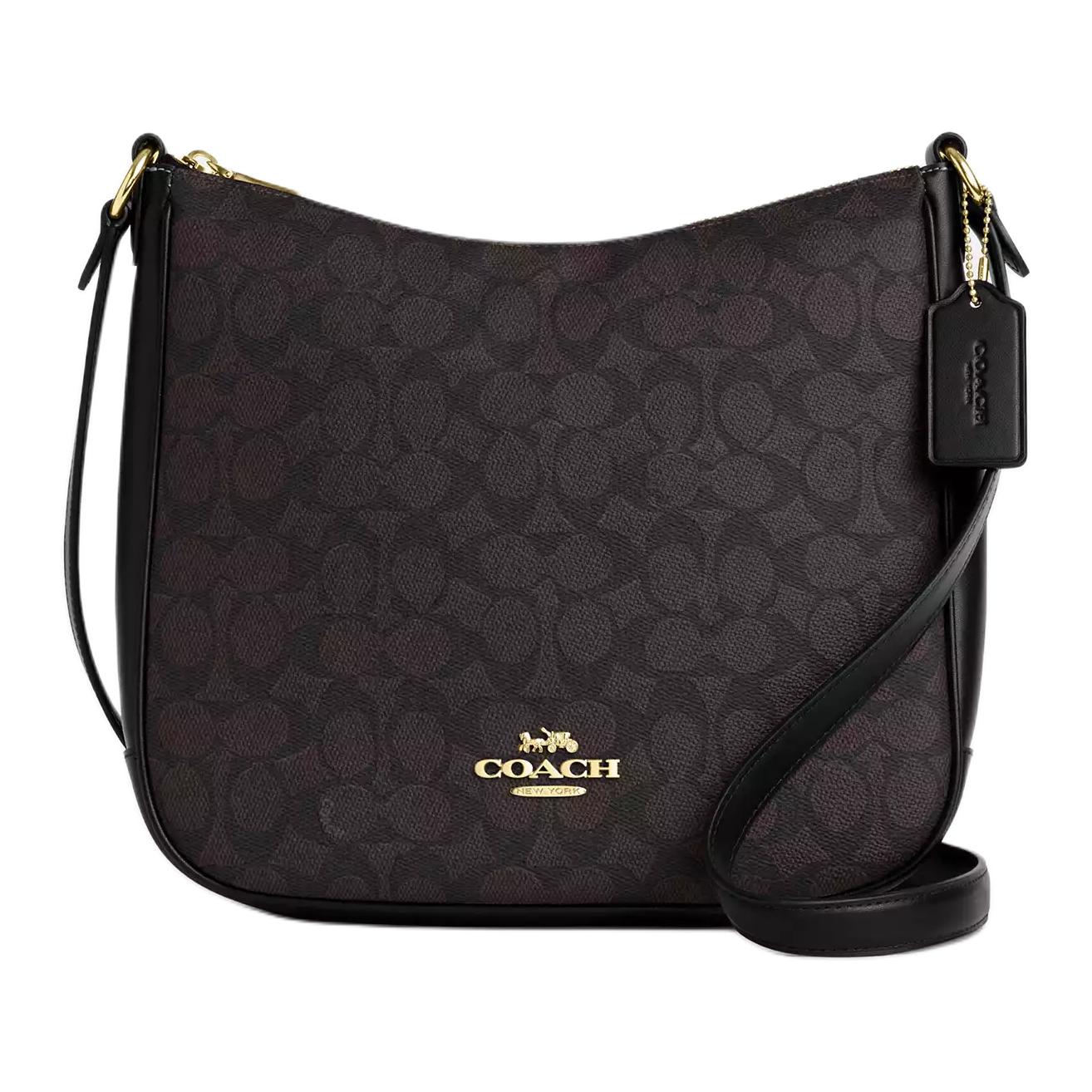 

Coach Ellie 27 Logo Zip Closure Coated Canvas Crossbody Shoulder Bag Large Women bags Black Red CZ177-IMXAQ Basic Set (Bag+Dust Bag)