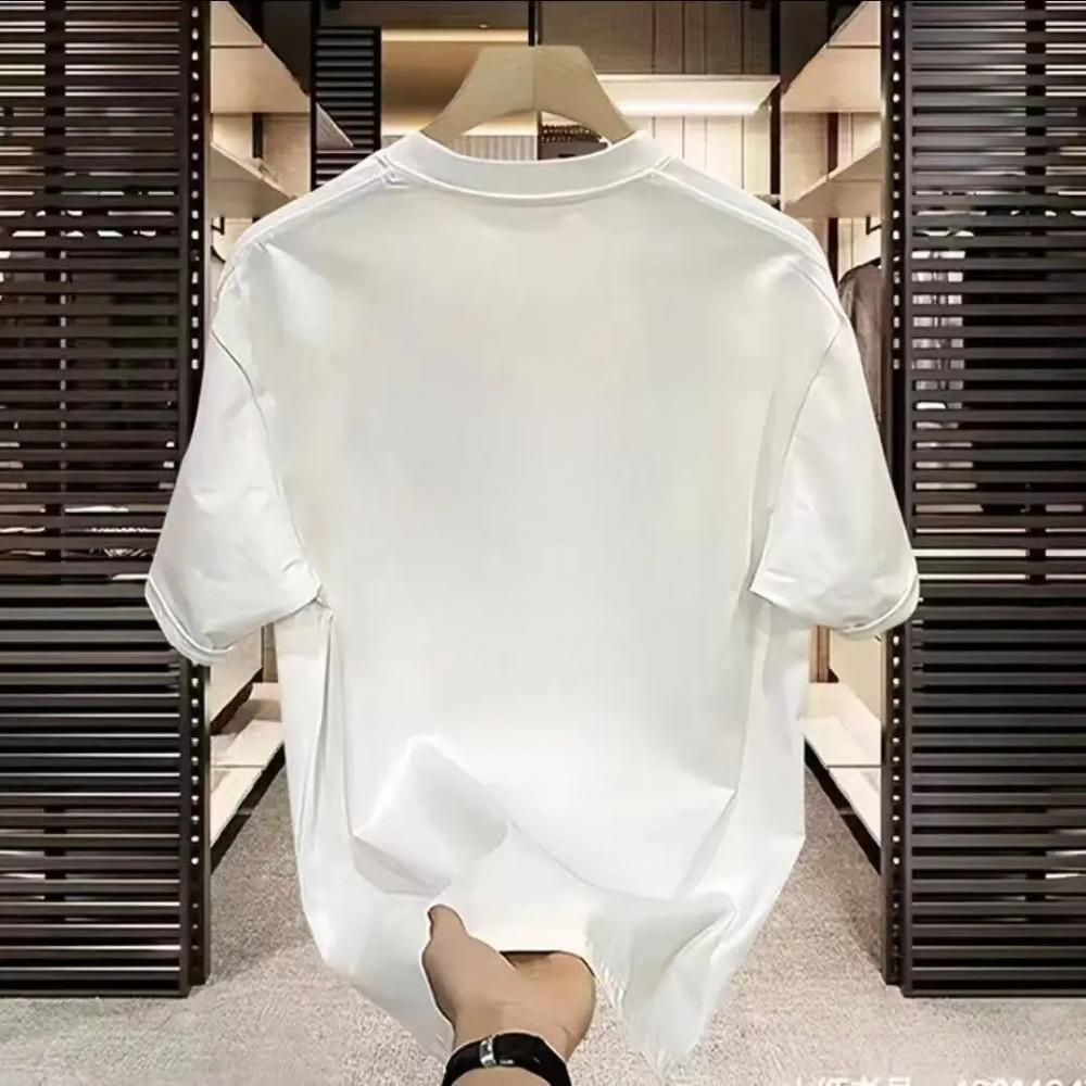 Pánské tričko s letním potiskem ze 100% bavlny, tričko s kulatým výstřihem a krátkým rukávem, nový písmenkový trend 2025, módní, ležérní, ins