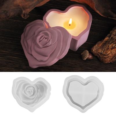 Jewelry Box Resin Mold with Lid Silicone Storage Jar Candle Holder Container Mould for Resin Casting Concrete Gypsum