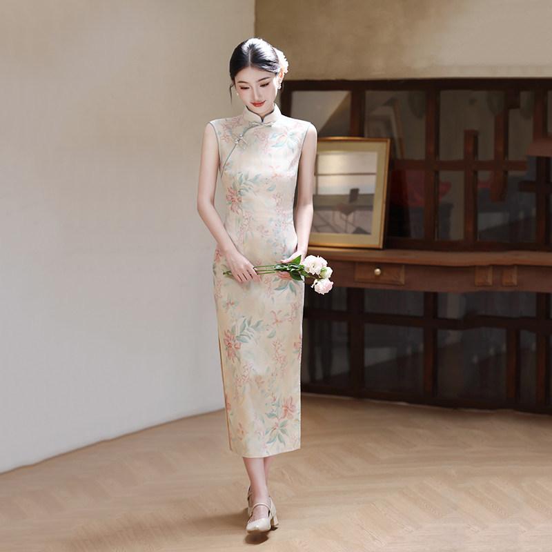 Sleeveless national style new Chinese daily wear Suzhou long cheongsam improved young 1011 new women's high sense