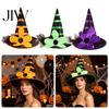 Decorative Headpiece for Women Halloween Witch Hat Girls, Large Striped Wizard Girls with Flower Costume Accessories, Cosplay, Party Fairy Tale Theme