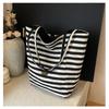 Fashion Striped Double-Sided Use Canvas Women's Shoulder Bags Casual High Capacity Ladies Handbags Summer New Beach Travel Slack Lazy Large Tote Bag