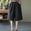 Cotton Shorts Women Summer Vintage Loose Large Size High Waist Casual Elastic Wide Leg Pants