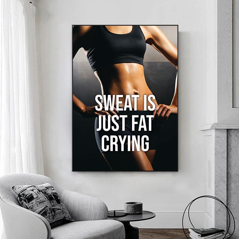 Plakaty motywacyjne do fitnessu Cytaty motywacyjne Pokonaj swój umysł i ciało Wydruki Malarstwo na płótnie Obrazy ścienne Wystrój pokoju w domu