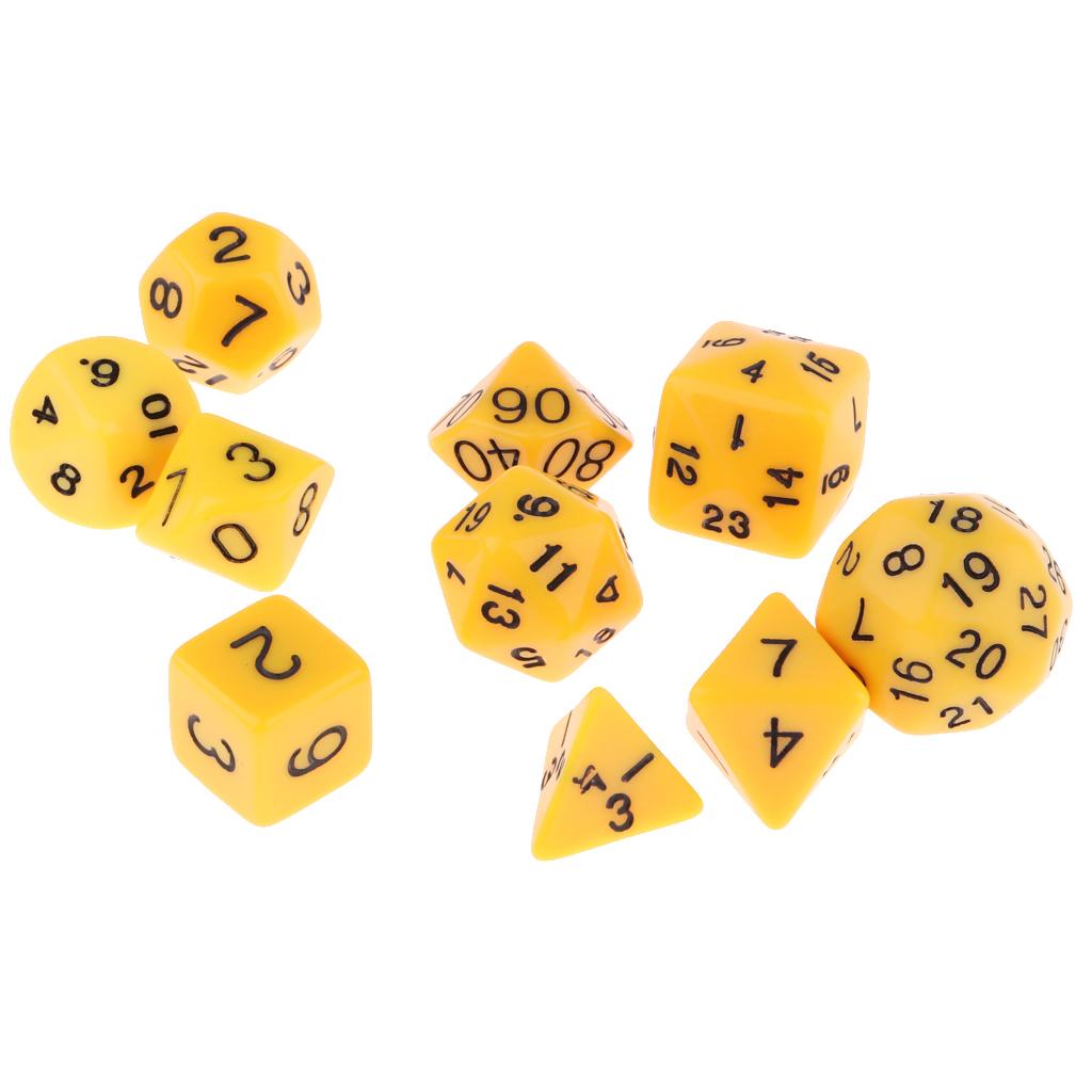 10 Stück Acryl s Set D mit Beutel Schwarz für Tischspiele, , DND RPG Gaming, Spielfertigkeits-Requisiten