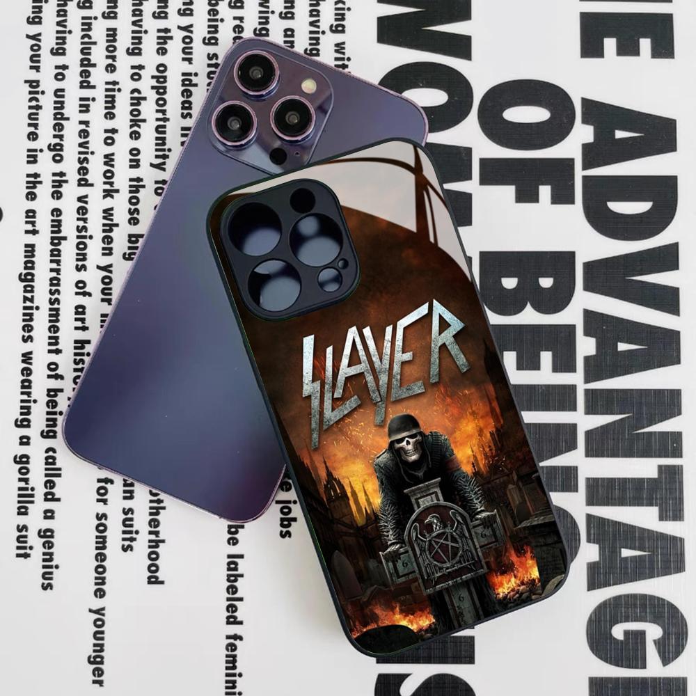 Slayer Heavy Metal Rock Band Phone Case for Iphone 17 16 15 14 12 11 13 Pro Max Mini X Air Puls Black Glass Cover