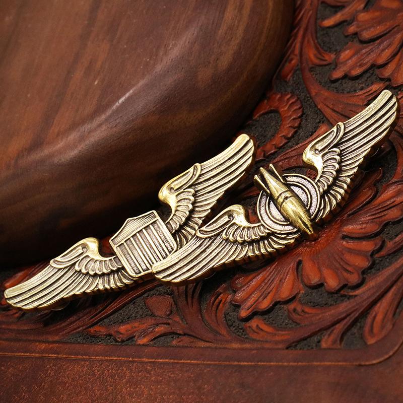 Punk Retro Brass United States Air Force Flying Badge Logo Eagle Wing Missile Screw Rivet Button Diy Leather Bag Wallet Garment