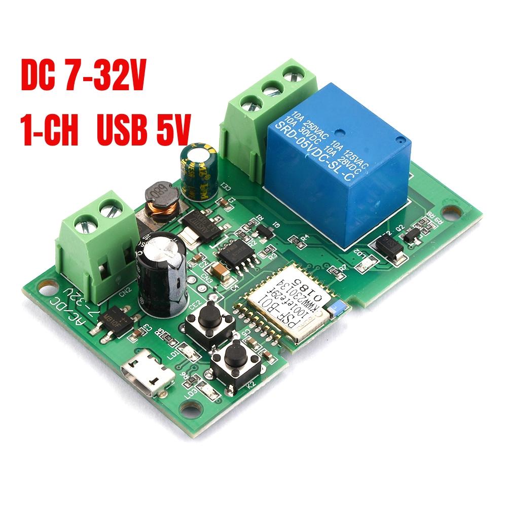

Ewelink Wifi RF Модуль перемикача DC7-32V Wifi Модуль реле Дистанційне керування Самоблокування Бездротове реле із затримкою для розумного інтелектуального дому USB 5V