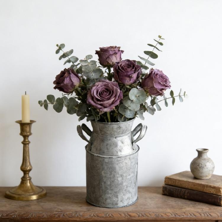 Retro Decorative Pitcher Vases Rustics Farmhouse Vases for Flowers Retro Metal Milk Jugs for Home,Bathroom Kitchen