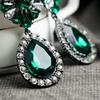 Винтажные женские серьги-гвоздики с зелеными стразами и цветком-каплей