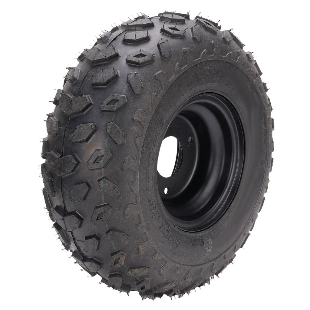 145 70 6 Däck 6 tums ATV UTV Terrängdäck med 3-hålsfälg för Go-kart Golfbil Trädgårdsklippare Svart