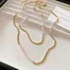 Diamond Water Drop Pearl Beaded Necklace Autumn and Winter French Light Luxury Sweater Chain Fashionable Versatile High-end Jewelry