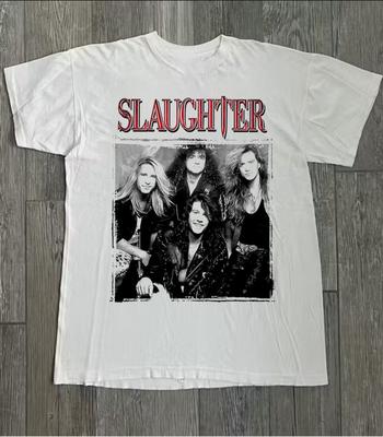 New Popular Slaughter Band White T-Shirt Cotton Full Size Unisex T-Shirt