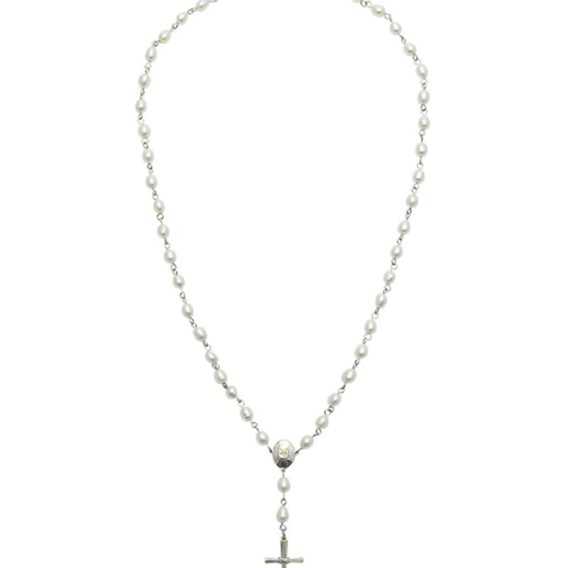 

lowool Pearl link cross necklace 64cm