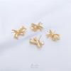 14K Gold-Filled & 925 Silver Needle Bow Stud Earrings with Jump Ring - Handmade Jewelry Accessories