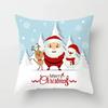 Merry Christmas Snowman Santa Claus Elk Print Pillowcase Xmas Decorativer Polyester Sofa Pillow Cover 45X45Cm Fundas De Cojin