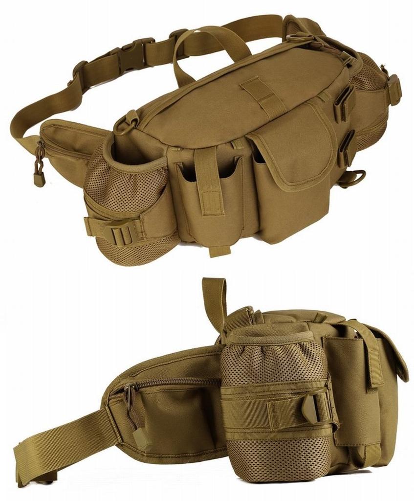 PHOENIX IKKI Tactical Waist Bag with Double Water Bottle Ample and Ideal for Outdoor and Multifunctional Waist Crossbody Military Style Pouch,