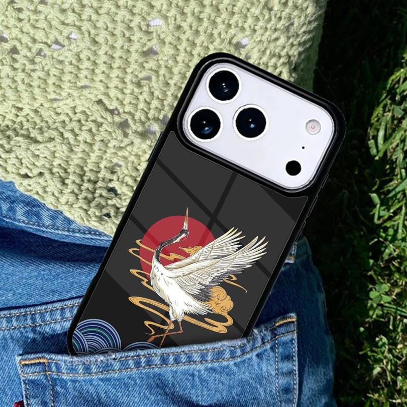 Red-crowned Crane Bird Soft Phone Case For iPhone 17 AIR 16 Pro Max 15 14 Pro 11 12 13 Shockproof Silicone Cover
