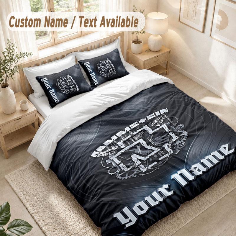 Custom Name Bedding Set 3 PiecesRammstein Print Duvet Cover + 2 Pillowcases Soft Bed Decor
