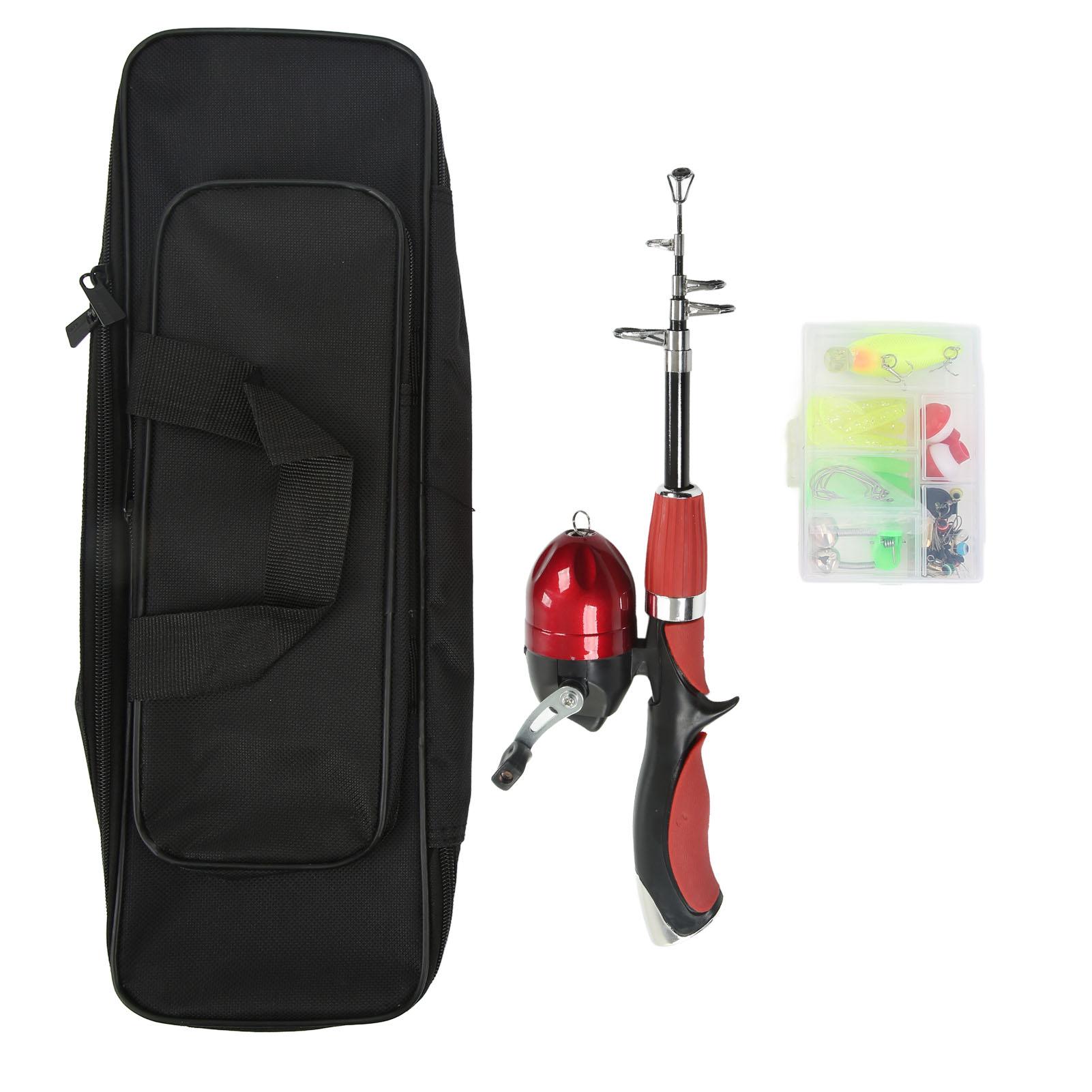Igeteck Red Kids Fishing Rod Reel And Lures Resin Structure With Storage Bag Children Fishing Full Kit For Outdoor Novice