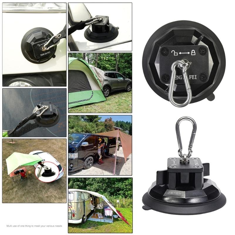 Camping Suction Cup Hook Multifunctional Heavy Duty Tie Down Suction Cup r Accessory with Securing Hook for r