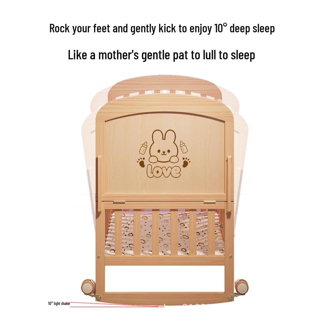 Movable Solid Wood Baby Crib & Rocking Cradle