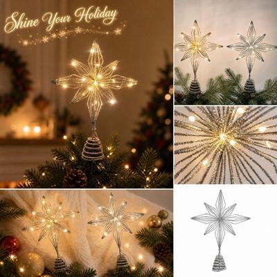 Glitter Christmas Tree Topper Star Light with LED, 8-, 2028 Cm